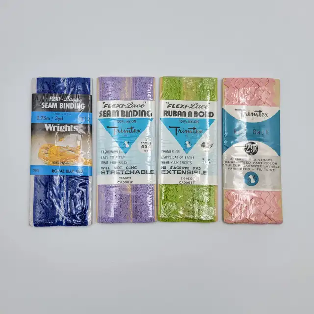 Seam Binding Lace Rick Rack Trimtex Wrights Blue Purple Green Pi in Hobbies & Crafts in Strathcona County - Image 2