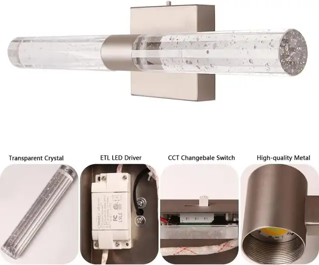 JC TOPA Modern Wall Sconces, 2-Light Dimmable LED Crystal Wall L in Indoor Lighting & Fans in Gatineau - Image 5