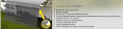 impécable comme neuf 12 pieds x 8 pieds Gris S’installe sur le rouleau de l’auvent