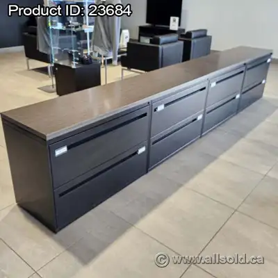 Black 4 Drawer Credenza Lateral File Cabinets w/ Wood Top, View more