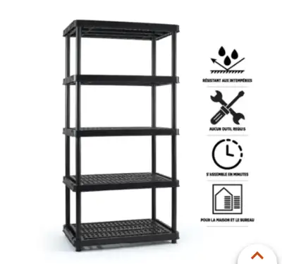 5-Tier Plastic Storage Shelf/Rack/Shelving Units for Multipurpose and garage shelving. 36 inch W. 24...
