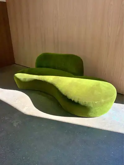Experience the sculptural elegance of the Vladimir Kagan Zoe Sofa, freshly upholstered in luxurious...