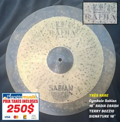 TAXES INCLUSES - TRÈS RARE - Cymbale SABIAN RADIA Terry Bozzio, View more