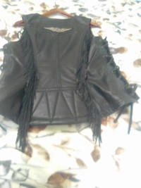 Motorcycle Women's Fringed Leather Vest