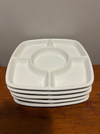 5 compartment ceramic snack / fruit / nut / dry fruit plate .