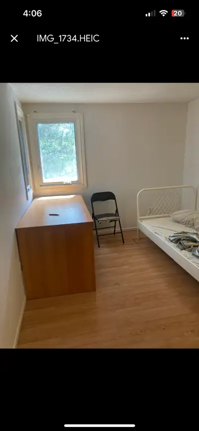 All inclusive AC for summer large bedroom on the third floor, furnished with bed, table and chair. T...