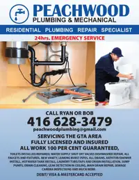 SERVICE PLUMBER AVAILABLE CALL BOB   416 628-3479