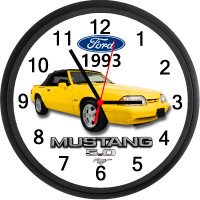 1993 Ford Mustang Convertible 5.0 (Canary Yellow) Wall Clock