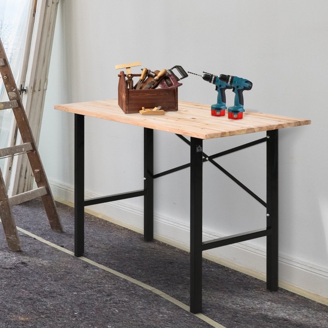 46" Workbench Table Fir Wood Top, Heavy-Duty Steel X-Shape Brack in Other Tables in Markham / York Region