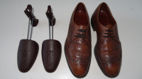 $480 USED 8.5G Dack's Men's Camel Leather Brogue Derbys Brown