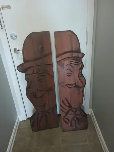 Laurel and Hardy sculptured wood ..., View more