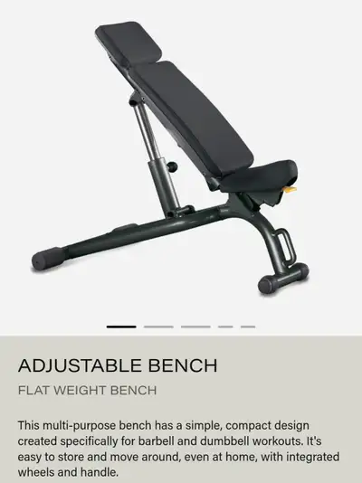 Technogym Adjustable Bench Flat Weight Bench $500, View more