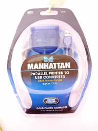 6 ft. Manhattan USB to Parallel Printer Cable - Black