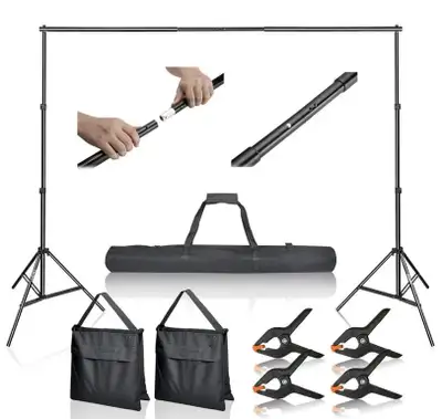 NEW EMART Photo Backdrop Stand Kit, 10' x 7FT Adjustable Photography Background Stand Support System...