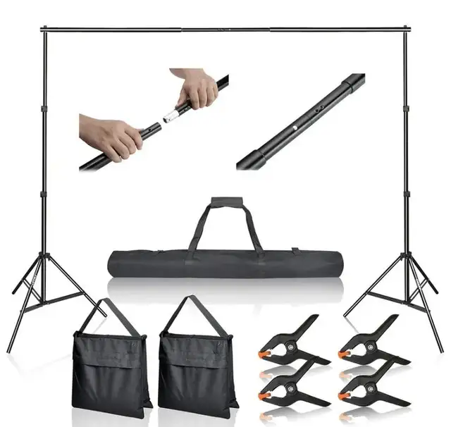 EMART Photography Backdrop Stand Kit, 10x7' Adj, 4 Clamps, Bag in Cameras & Camcorders in London - Image 2