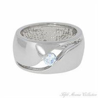 Silver Band Rings with Swarovski Center Crystal - Sizes 7, 8, 9