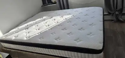 Queen Size Bed Frame and Mattress for Sale Selling a metal bed frame with mattress in good condition...