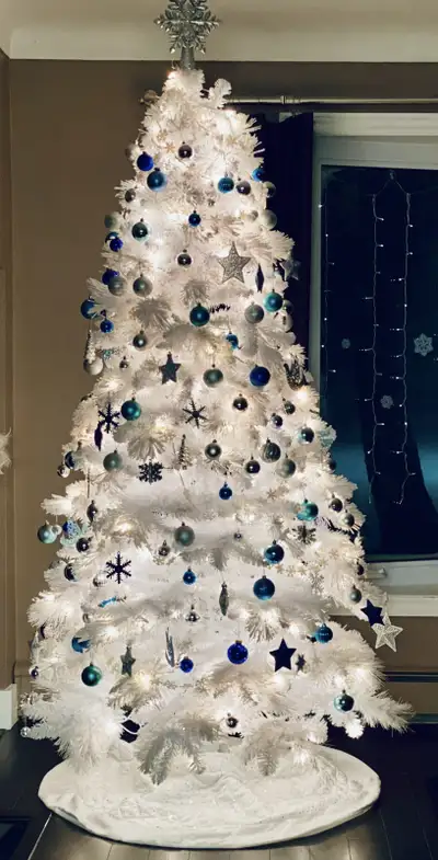  7 foot flocked  white Christmas tree, View more