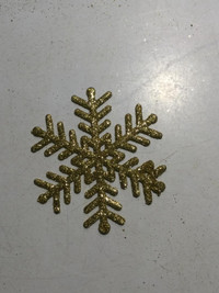 Snowflakes - Eight (8) large, flat (Gold with Glitter)