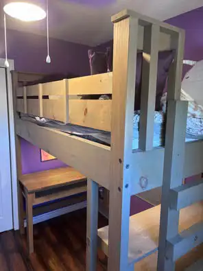 handmade solid wood loft bed/desk/bookshelf in Beds & Mattresses in Kingston - Image 3