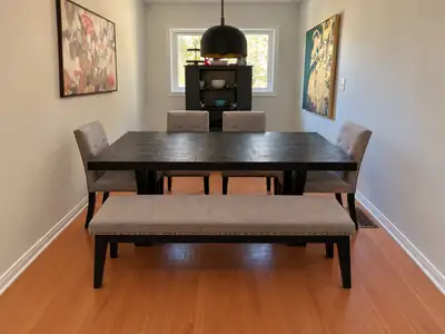 Espresso Wood Dining set with bench , View more