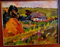 Ukrainian village, Original Oil on canvas.
