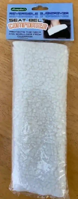 Reversible and washable seat belt comforter, protects neck and shoulder from chaffing. Can also be u...