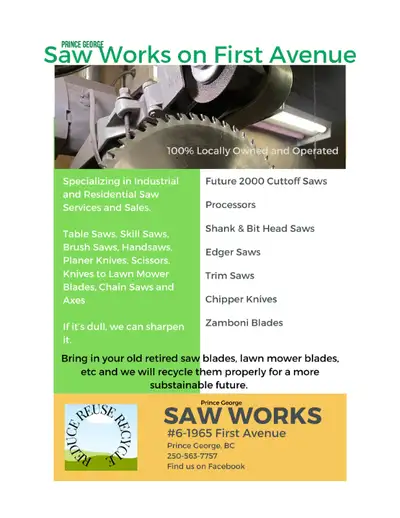 Sharpening services from household kitchen knives, scissors, planer blades, lawn mower blades, chain...