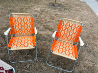 Vintage Macrame Folding Chairs! RARE FIND!