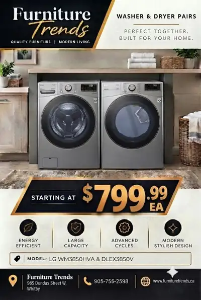 LG and Samsung Washer & Dryer Pairs, View more