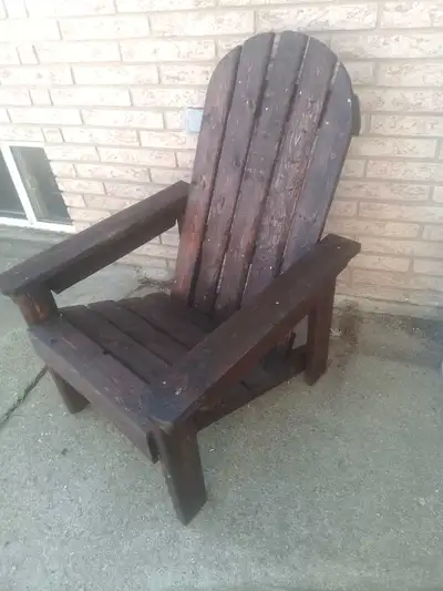 homemade rustic Adirondack chair., View more