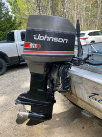 65 HP Johnson Tiller Commercial Outboard Motor 