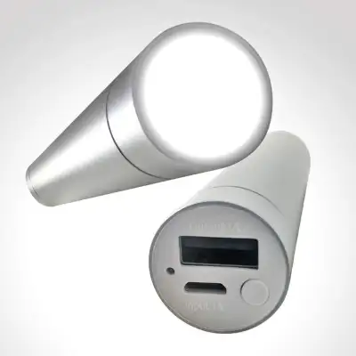 Power bank that has a built in flashlight, View more