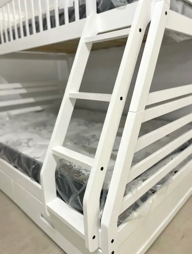 Lit Superposé B-117-Simple-Double  (Blanc, Gris , Expresso) !!! in Beds & Mattresses in City of Montréal - Image 3