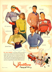 Large 1946 Vintage Magazine Ad for Jantzen Sweaters