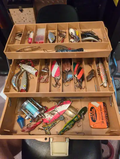Vintage Tackle Box Loaded Fishing Tackle., View more
