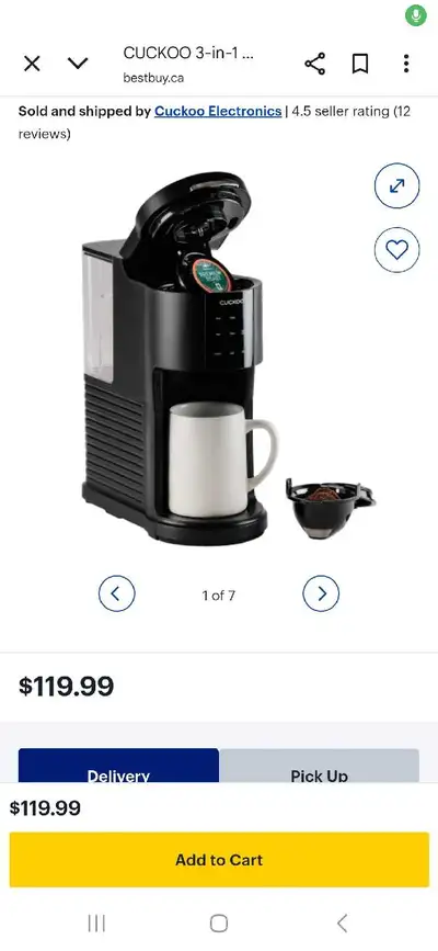 Cuckoo coffee and tea machine, View more