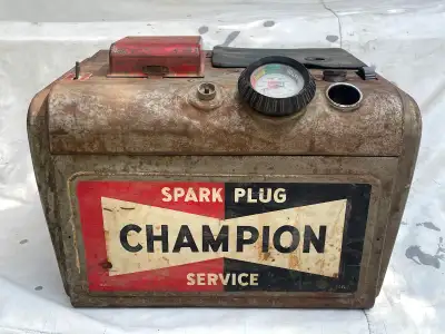 Rare vintage 50s Champion Spark Plug Service Unit (Model 800-C). This authentic mid-century garage t...