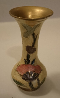 Vintage Cloisonné  Enameled Miniature Vase with Flowers