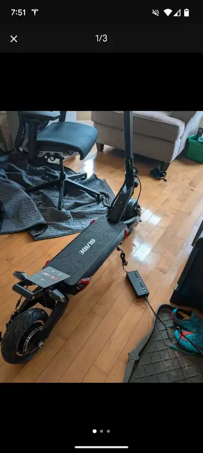 Like new. No trades. Riden a few times with my kids. Only has 75k on it. 60v, 20ah, range about 60 t...