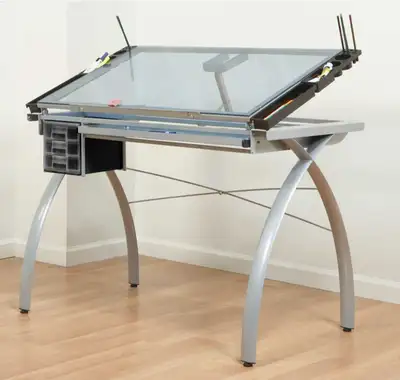 Glass drawing craft art desk, drafting table, in new condition., View more