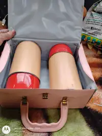 Vintage vinyl lunchbox with thermos with pink poodle