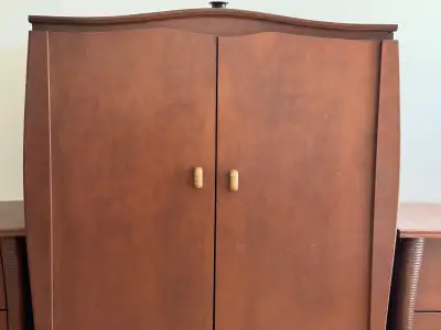 Mid-Century Modern Armoire and Nightstand Set, View more