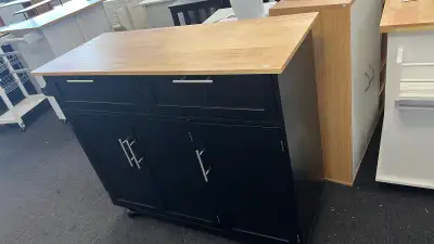 Brand new assembled Modern Kitchen Island, Utility Kitchen Serving Cart with 2 Storage Drawers & Cab...