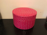 Pink Faux Reptile Box/ Hat Box