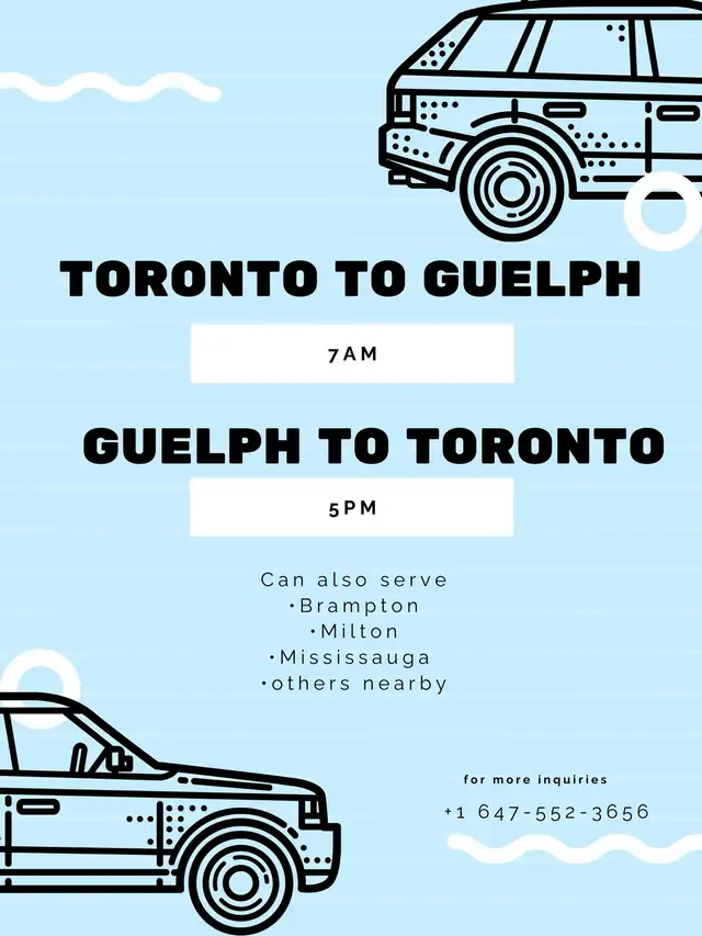 Rideshare- Toronto-Guelph and back