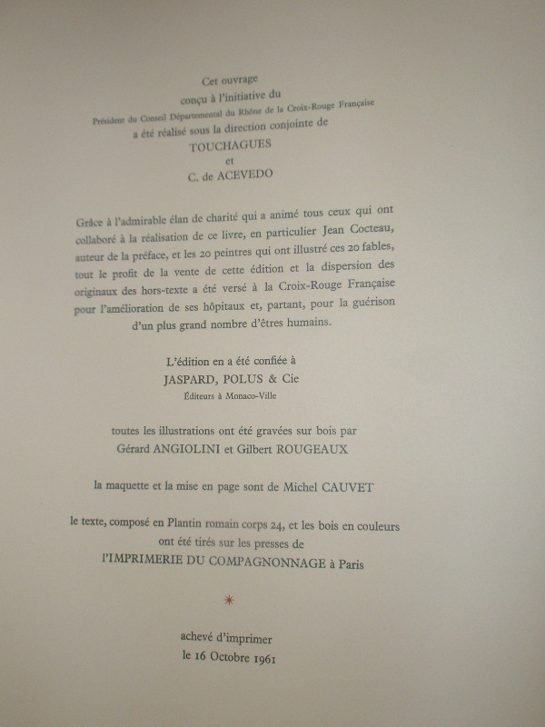 FABLES de LAFONTAINE (20) Jaspard,Polus Monaco 1961,#85 signé. dans Ouvrages de fiction  à Trois-Rivières - Image 2