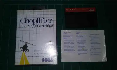 Sega Master System Video Game Choplifter! Cartridge, Manual (Missing Cover), Box (Has Damage) $15 Lo...