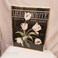 "Lilly White Botanicals Spring Exhibit" framed poster, glassed