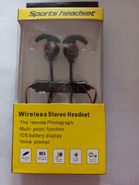 Wireless stereo sports headset.  New in sealed box.